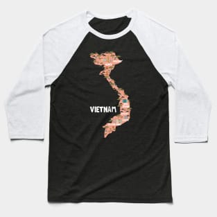 Vietnam Illustrated Map Baseball T-Shirt